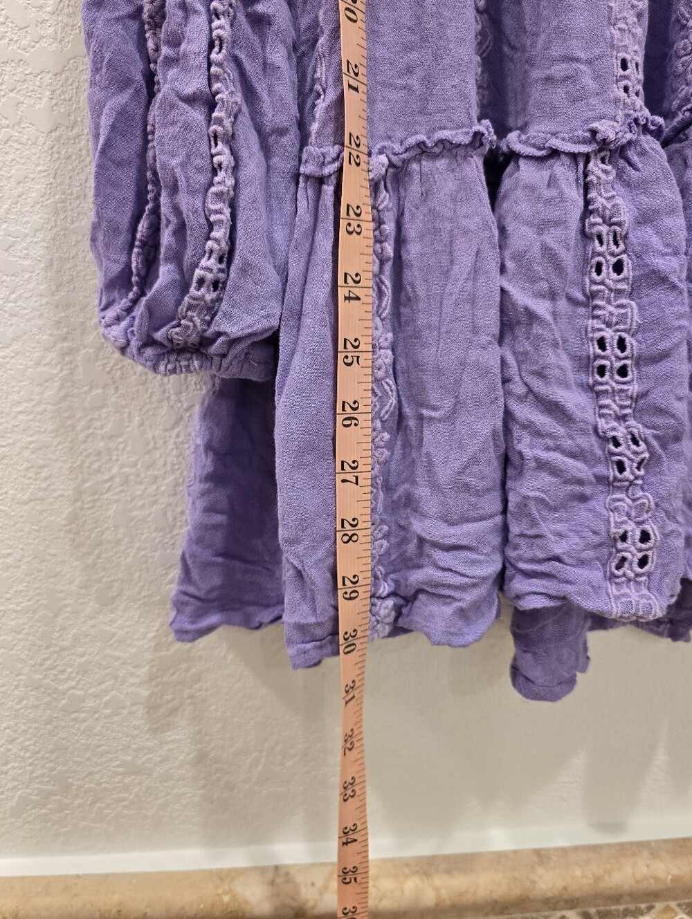 Free People Kiss Kiss Oversized Embroidered Tunic purple PTP 21" - Picture 6 of 6